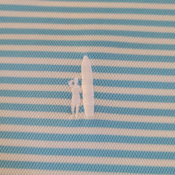 Johnnie-O Men's Polo Shirt XL Blue Striped Casual Golf Active Wear Surf - Picture 2 of 10